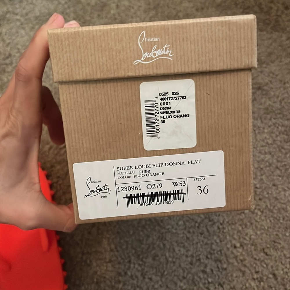 Christian Louboutin Super Loubi Bright Orange Sandals - Picture 5 of 6